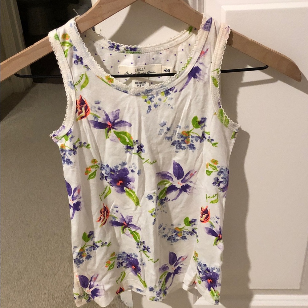 H&M Women's Tank Top - White with Purple Floral